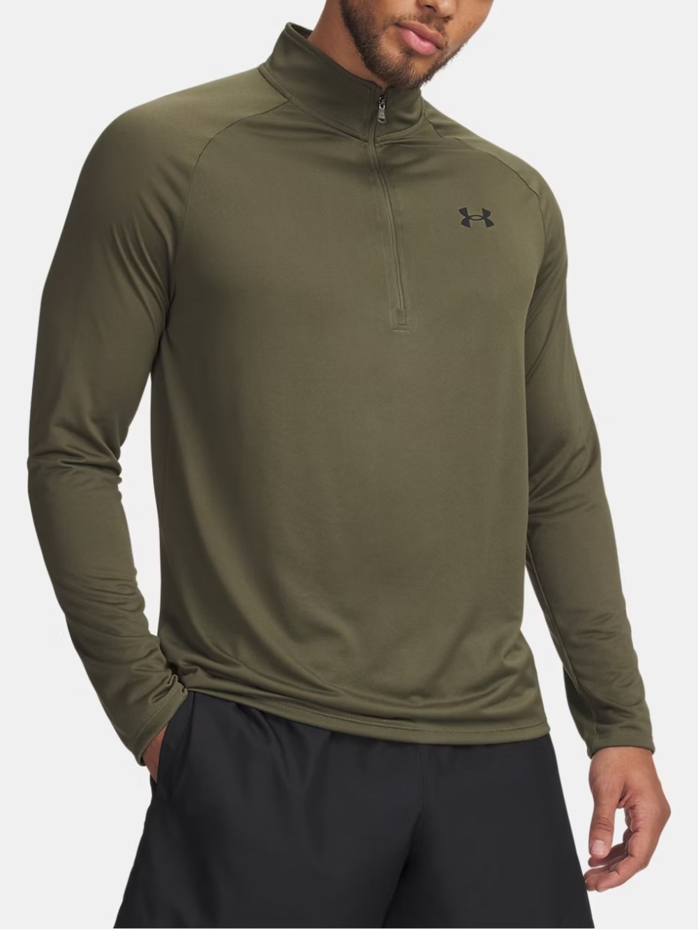 Armour Men's Green Olive Long Sleeve Tech Vent 1/2 Zip activewear pullover 3XL
